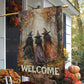 Autumn Witches Welcome, Halloween Garden Flag & House Flag, Witch Outdoor Decor, Spooky Yard Decor Gift For Witch Lovers