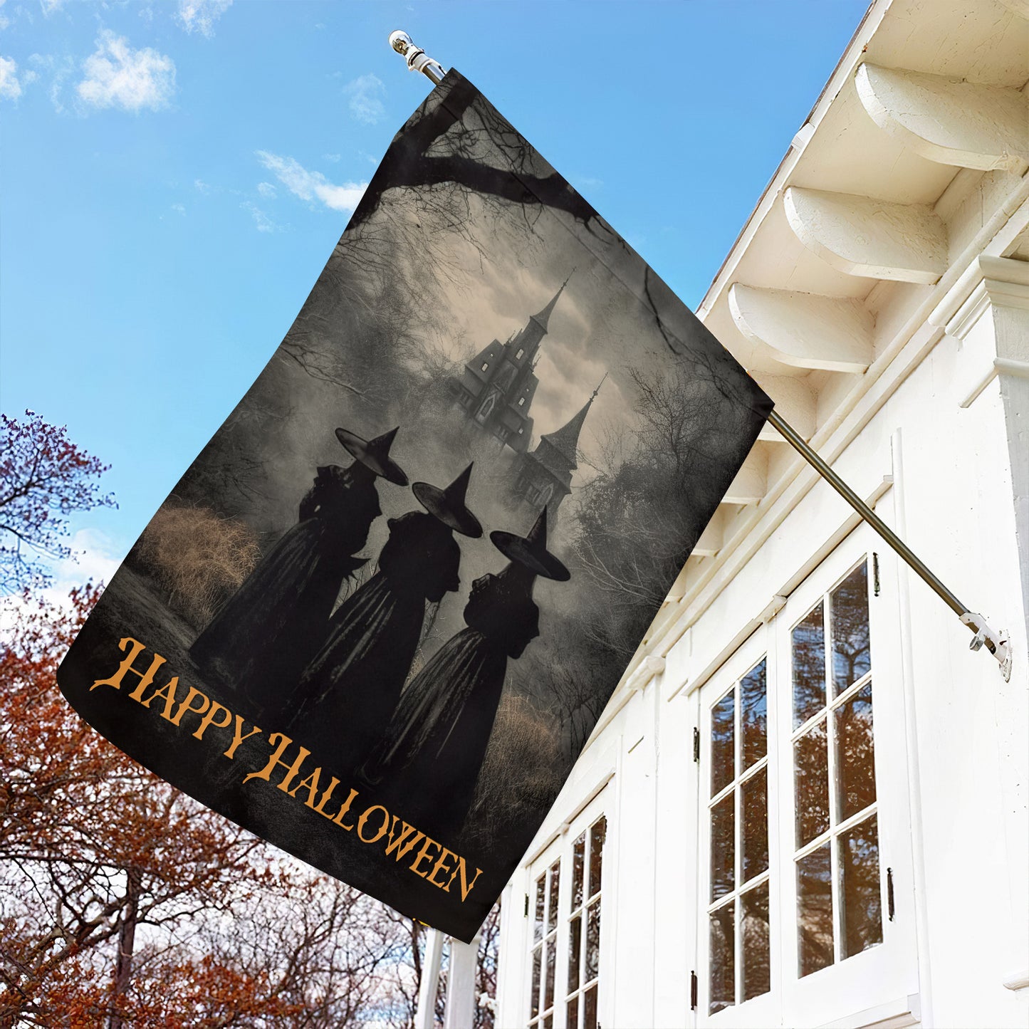 Three Witches, Halloween Garden Flag & House Flag, Witch Outdoor Decor, Spooky Yard Decor Gift For Witch Lovers