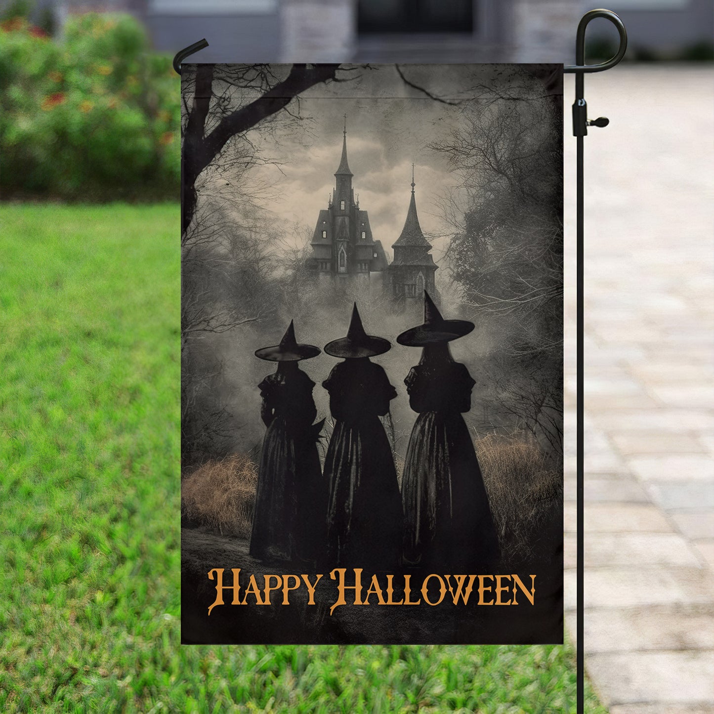 Three Witches, Halloween Garden Flag & House Flag, Witch Outdoor Decor, Spooky Yard Decor Gift For Witch Lovers