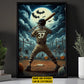 Personalized Baseball Skeleton Canvas Painting, Spooky Season Wall Art Decor, Halloween Poster Gift For Baseball Lovers, Baseball Boys