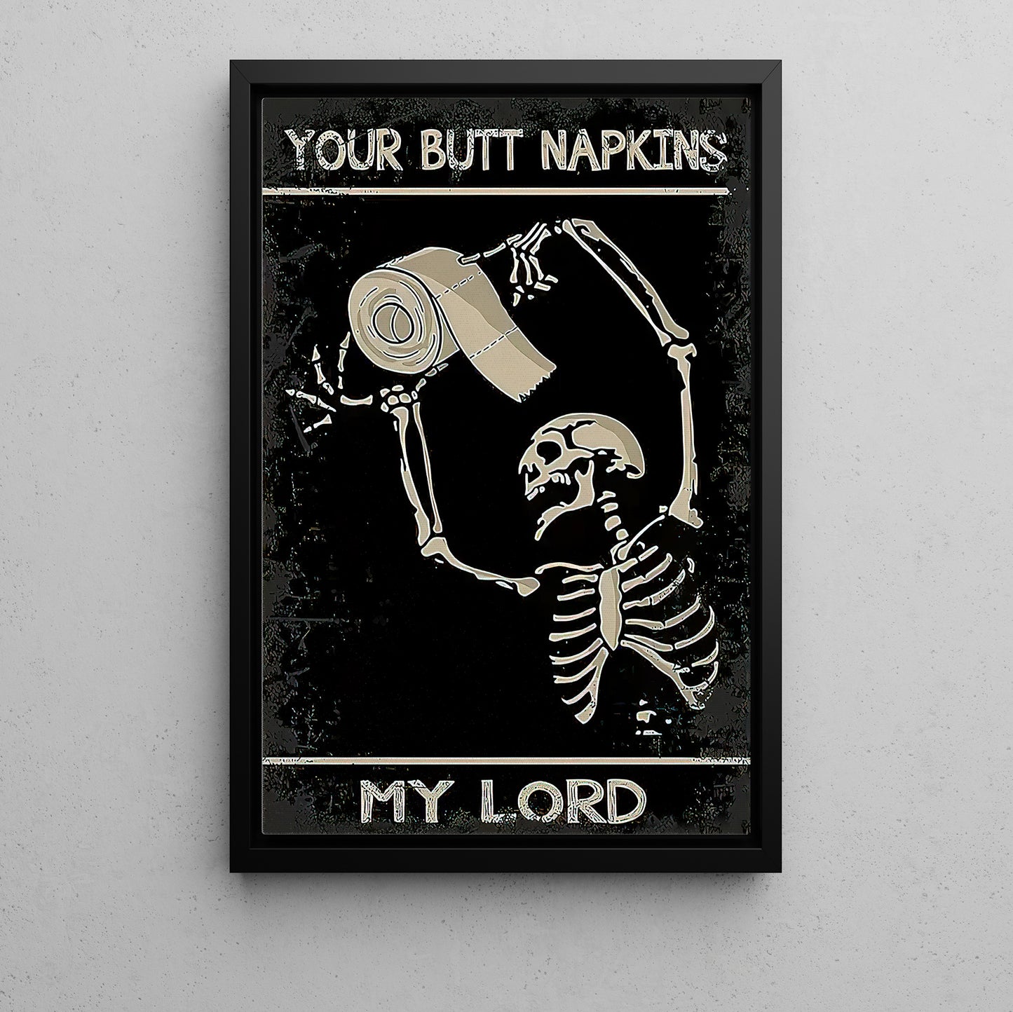 Toilet Paper Tribute, Skeleton Canvas Painting, Spooky Season Wall Art Decor, Halloween Poster Gift For Skull Lovers