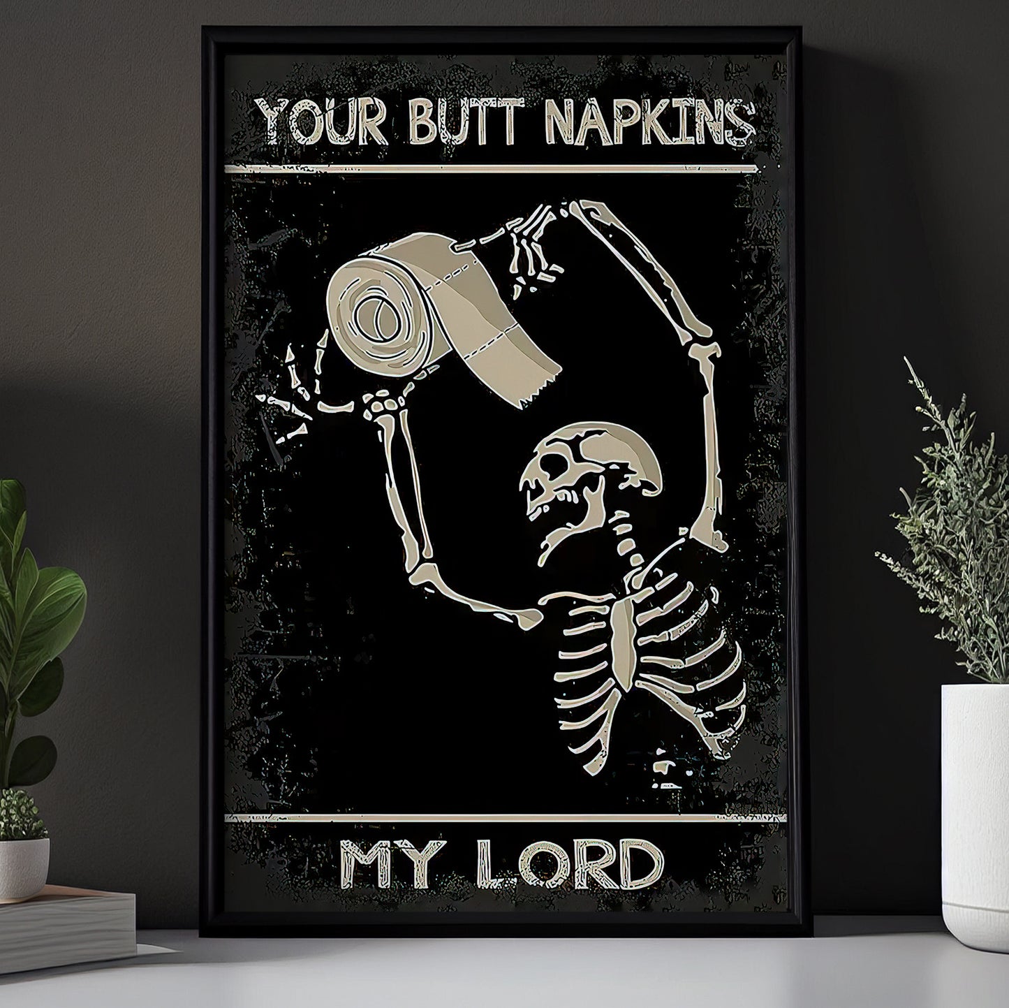 Toilet Paper Tribute, Skeleton Canvas Painting, Spooky Season Wall Art Decor, Halloween Poster Gift For Skull Lovers