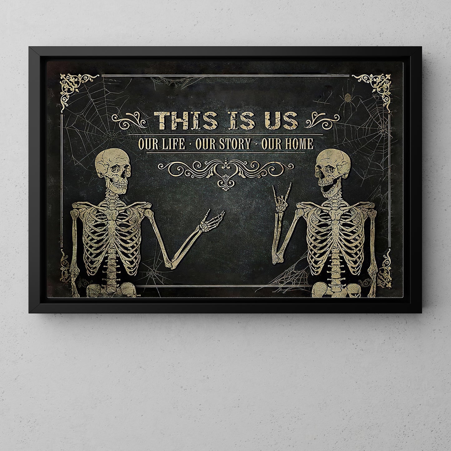 This Is Us, Couple Skeleton Canvas Painting, Spooky Season Wall Art Decor, Halloween Poster Gift For Skull Lovers