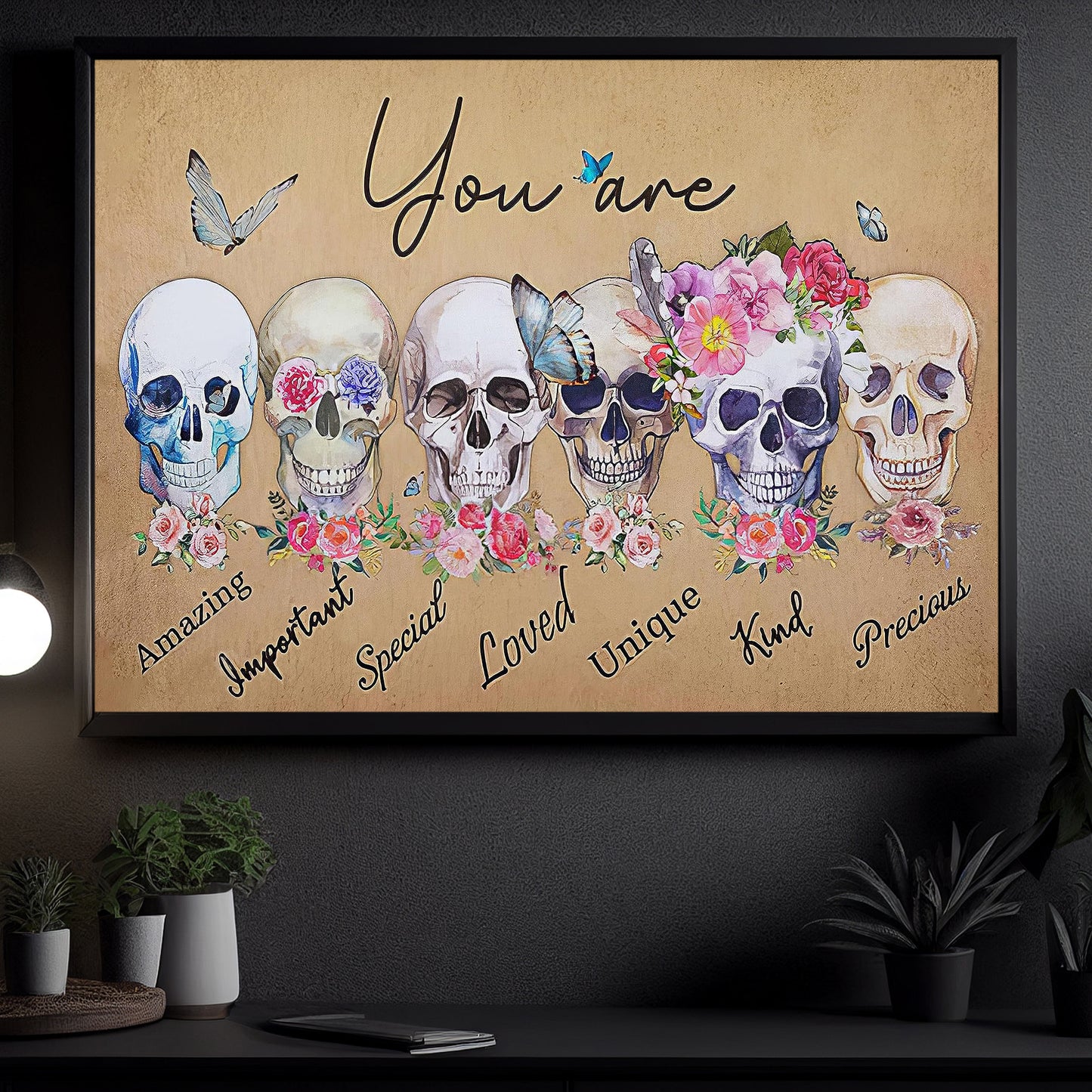 You Are Special Unique, Skeleton Canvas Painting, Spooky Season Wall Art Decor, Halloween Poster Gift For Skull Lovers