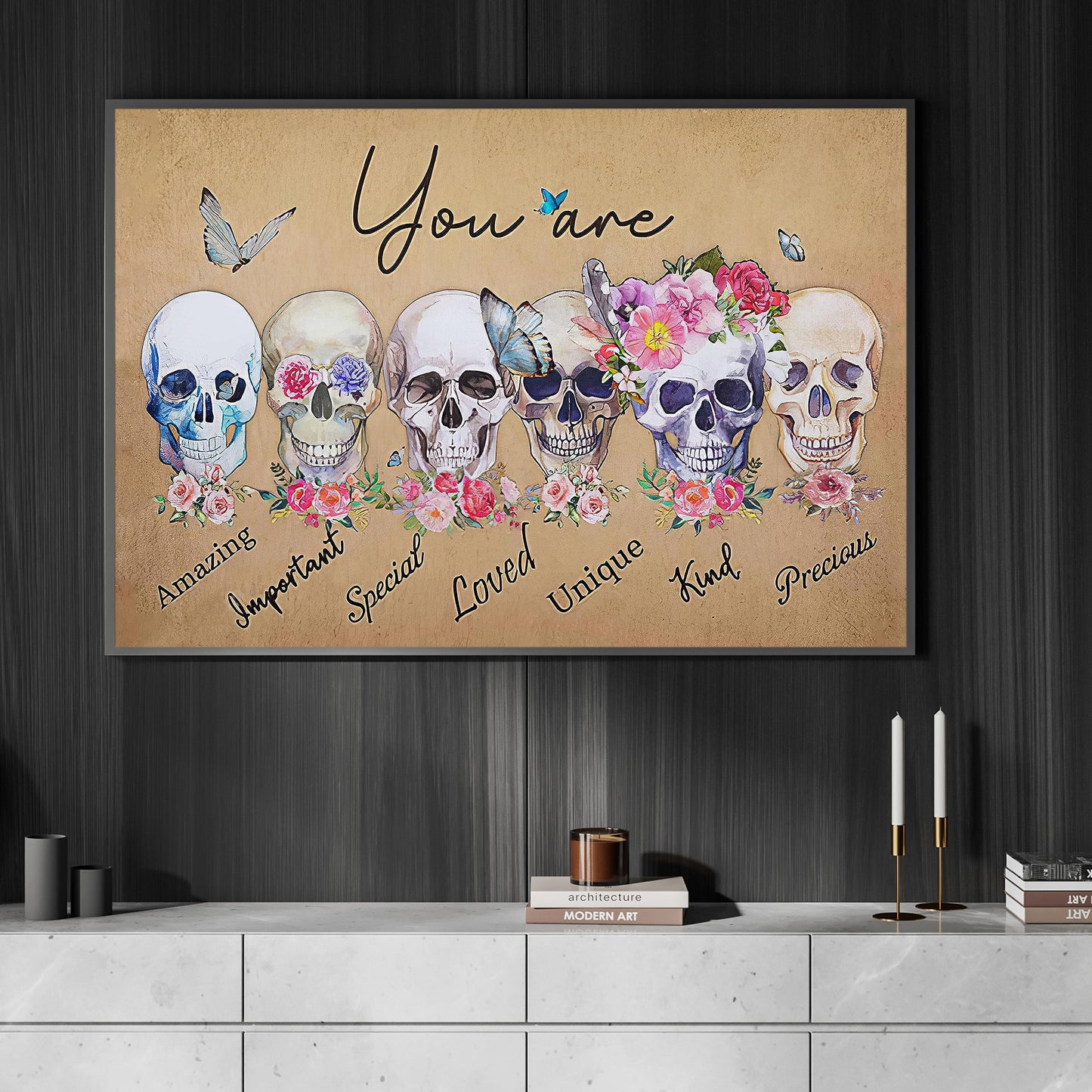 You Are Special Unique, Skeleton Canvas Painting, Spooky Season Wall Art Decor, Halloween Poster Gift For Skull Lovers