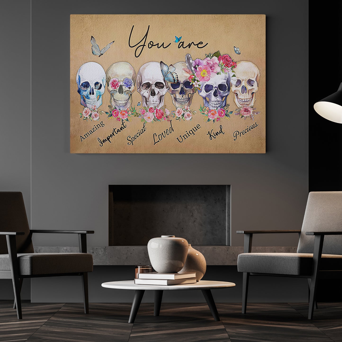 You Are Special Unique, Skeleton Canvas Painting, Spooky Season Wall Art Decor, Halloween Poster Gift For Skull Lovers