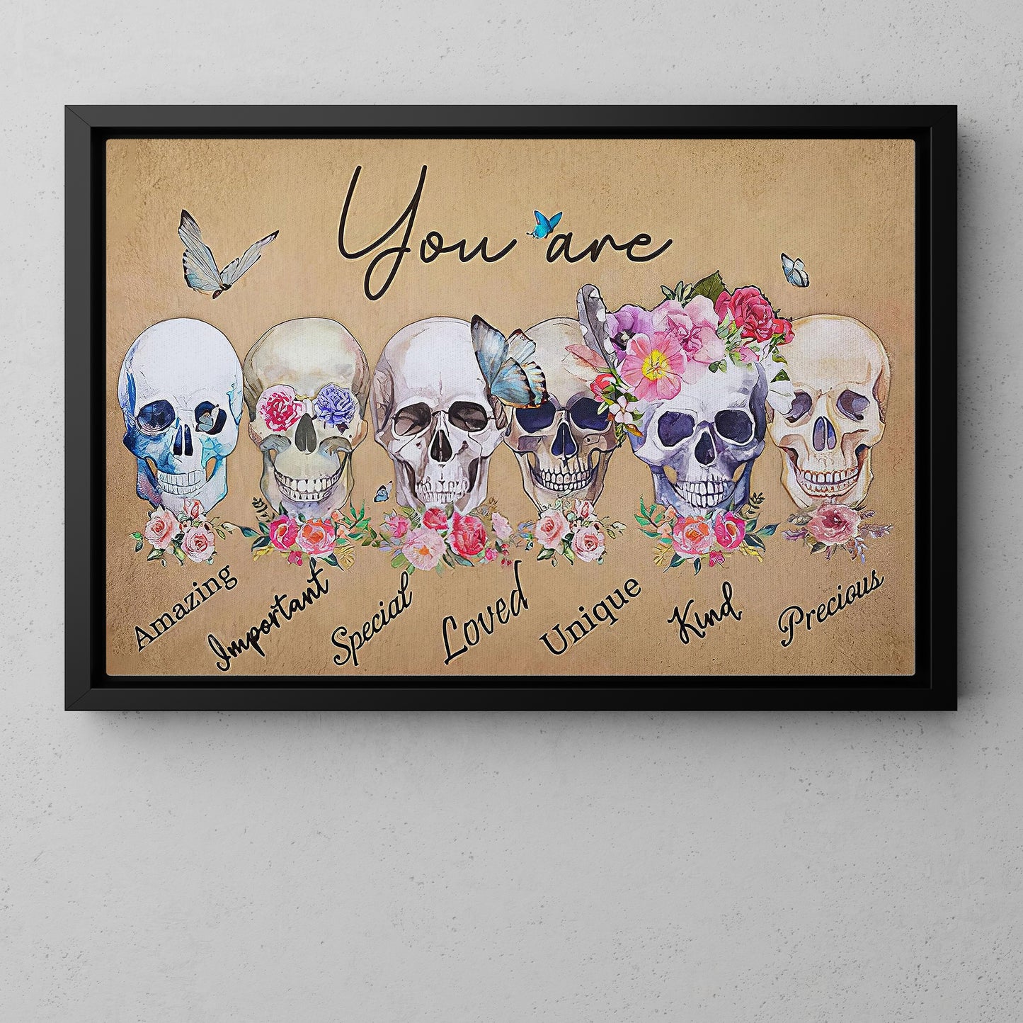 You Are Special Unique, Skeleton Canvas Painting, Spooky Season Wall Art Decor, Halloween Poster Gift For Skull Lovers