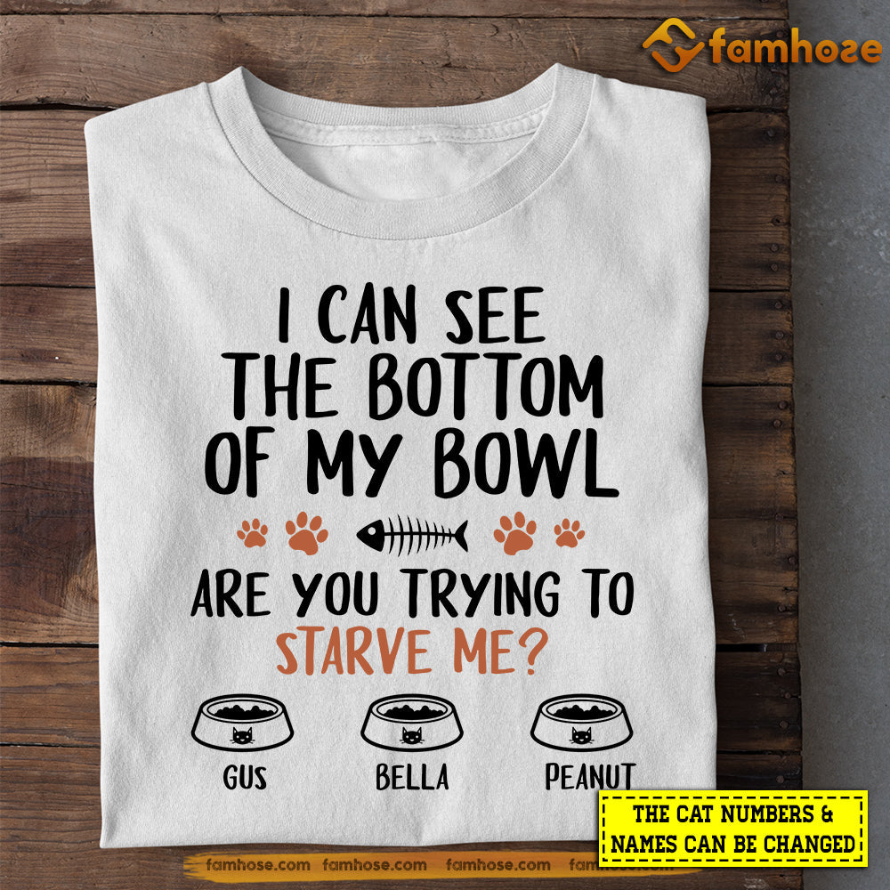 Personalized Cat T-shirt, I Can See The Bottom Of My Bowl , Mother's Day Gift For Cat Lovers, Cat Moms, Cat Owners