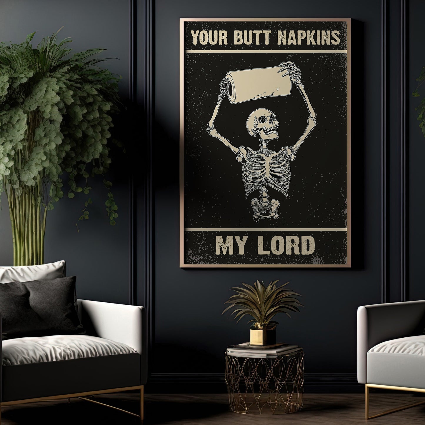 Your Butt Napkins, Funny Skeleton Canvas Painting, Spooky Season Wall Art Decor, Halloween Poster Gift For Skull Lovers