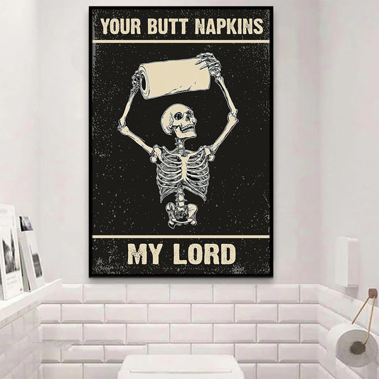 Your Butt Napkins, Funny Skeleton Canvas Painting, Spooky Season Wall Art Decor, Halloween Poster Gift For Skull Lovers