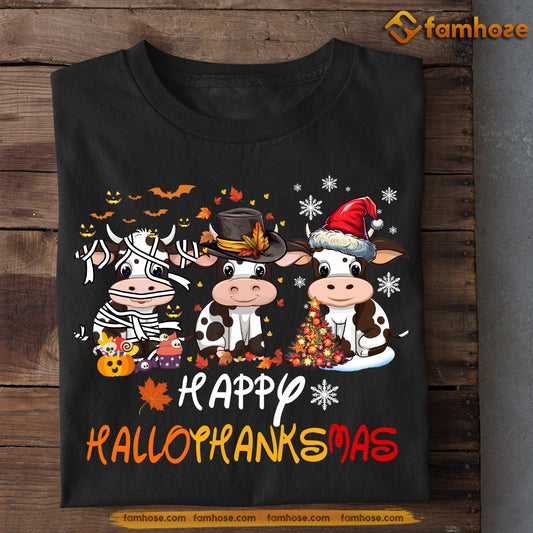 Halloween Cow T-shirt, Happy Hallothanksmas, Gift For Cow Lovers, Cow Tees