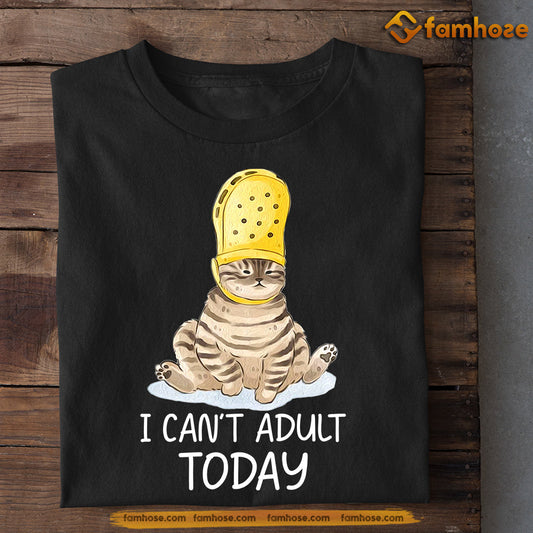 Funny Cat T-shirt, I Can't Adult Today, Gift For Cat Lovers, Cat Owners, Cat Tees