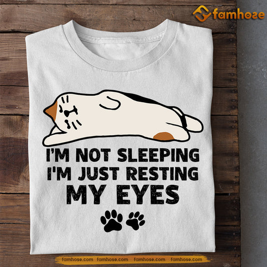 Lazy Cat T-shirt, I'm Not Sleeping Just Resting My Eyes, Gift For Cat Lovers, Cat Owners, Cat Tees