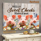 Funny Pig Poster & Canvas, Hello Sweet Cheeks Have A Seat, Pig Canvas Wall Art, Poster Gift For Pig Lovers