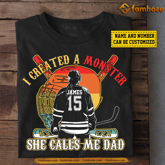 Funny Hockey Girl T-shirt, A Monster She Calls Me Dad, Father's Day Gift For Hockey Woman Lovers, Hockey Players