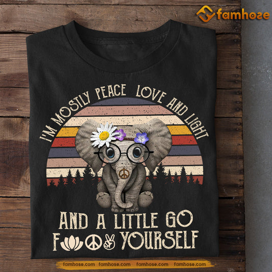 Vintage Elephant T-shirt, I'm Mostly Peace Love Light, Gift For Elephant Lovers, Elephant Tees