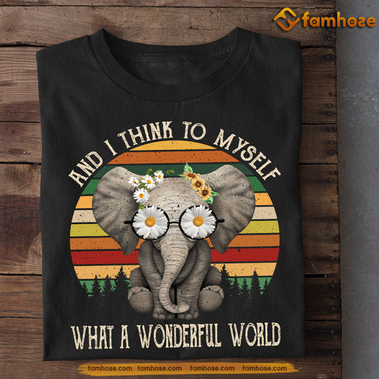 Vintage Elephant T-shirt, I Think To Myself What A Wonderful World, Gift For Elephant Lovers, Elephant Tees