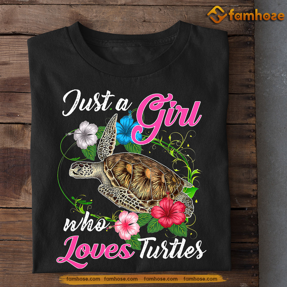 Cute Turtle T-shirt, Just A Girl Who Loves Turtles, Gift For Turtle Lovers, Turtle Tees