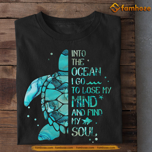 Turtle T-shirt, Into The Ocean Find My Soul, Gift For Turtle Lovers, Turtle Tees