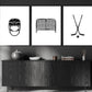 Set Of 3 Hockey Tools Canvas Painting, Hockey Wall Art Decor, Poster Gift For Hockey Lovers