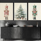 Set Of 3 Nutcrackers & Christmas Tree, Nutcrackers Canvas Painting, Xmas Wall Art Decor - Christmas Poster Gift