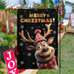 Funny Reindeer Merry Christmas, Reindeer Xmas Garden Flag & House Flag, Christmas Flag Gift For Reindeer Lovers