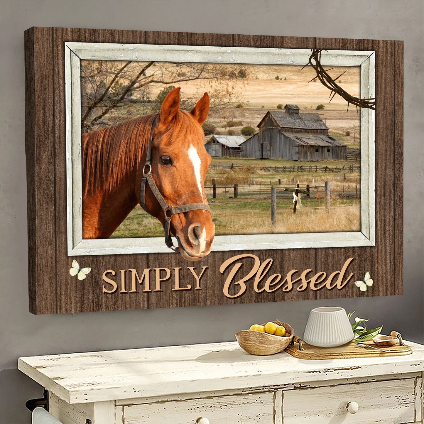 Simply Blessed, Cute Horse Poster & Canvas, Horse Canvas Wall Art, Poster Gift For Horse Lovers