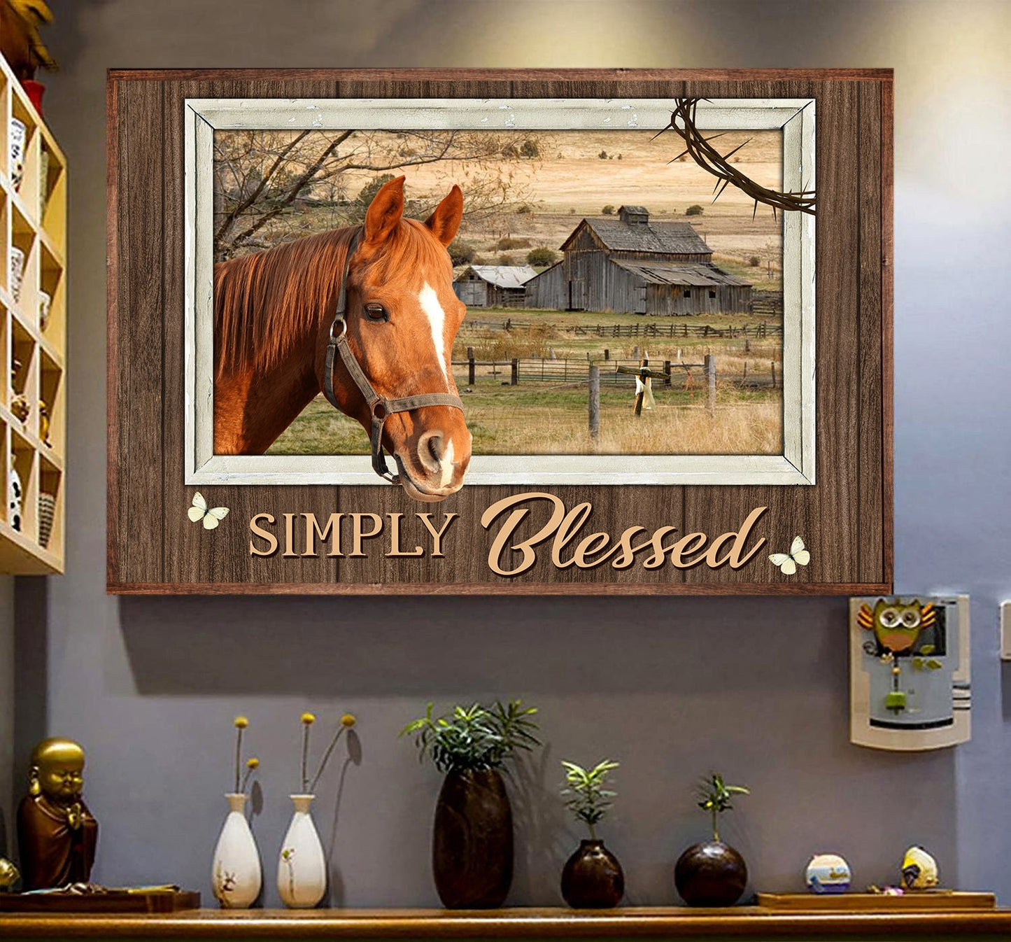 Simply Blessed, Cute Horse Poster & Canvas, Horse Canvas Wall Art, Poster Gift For Horse Lovers