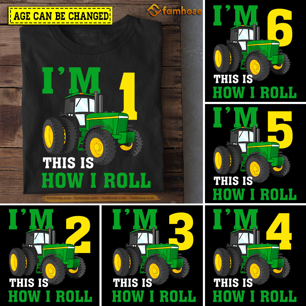 Tractor Birthday T-shirt, This Is How I Roll Birthday Tees Gift For Kids Boys Girls Tractor Lovers, Age Can Be Changed