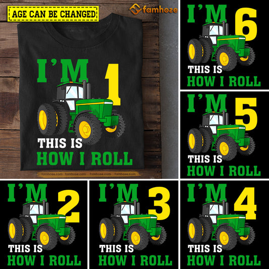 Tractor Birthday T-shirt, This Is How I Roll Birthday Tees Gift For Kids Boys Girls Tractor Lovers, Age Can Be Changed