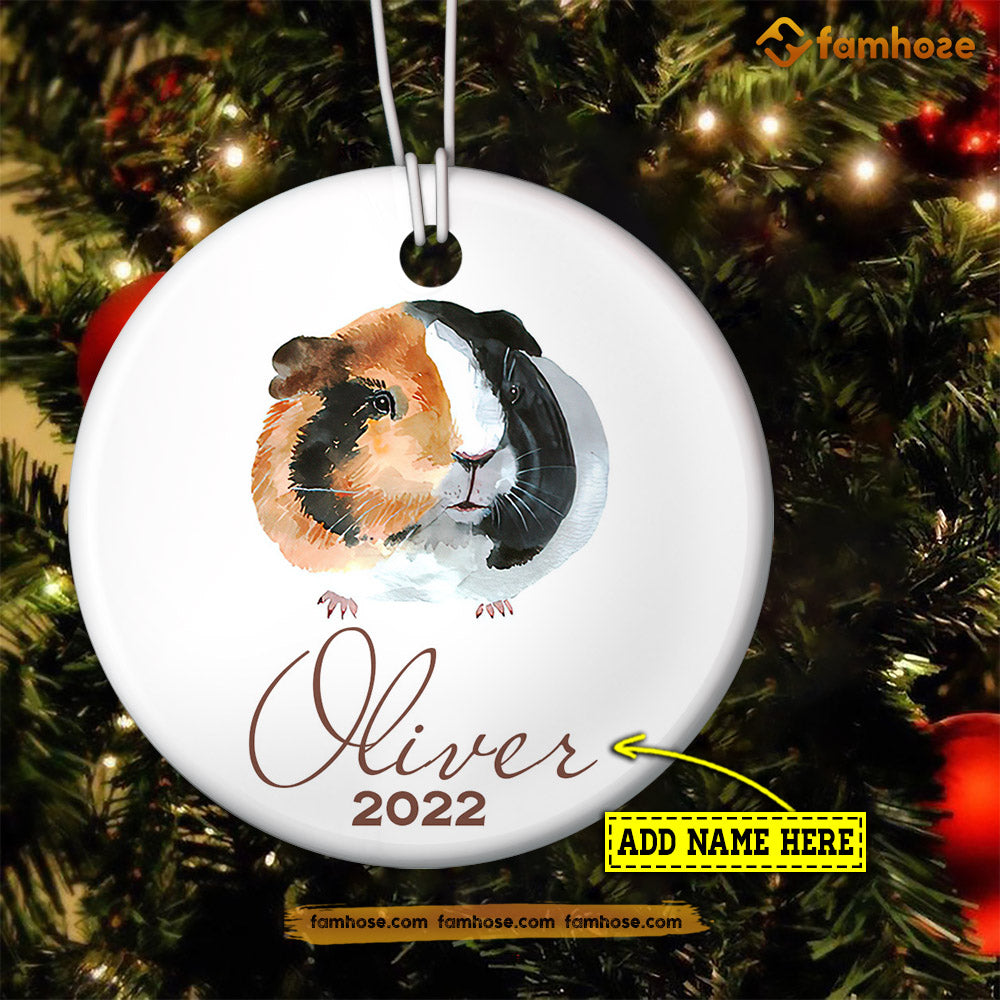 Christmas Guineapig Ornament, Cute Guineapig Alone Gift For Guineapig Lovers, Personalized Custom Circle Ceramic Ornament