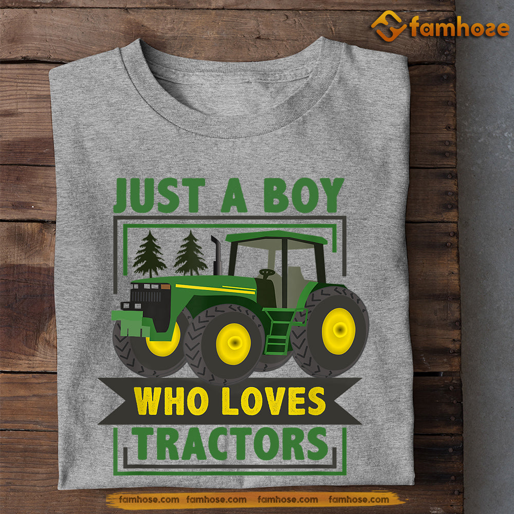 Cute Tractor Kids T-shirt, Just A Boy Who Loves Tractors, Back To School Gift For Tractor Kids Boys