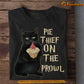 Thanksgiving Black Cat T-shirt, Pie Thief On the Prowl, Gift For Cat Lovers, Cat Tees, Cat Owners