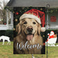 Welcome Golden Retriever Dog Wearing Hat, Golden Retriever Xmas Garden Flag & House Flag, Christmas Flag Gift For Golden Retriever Dog Lovers