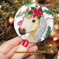 Christmas Horse Ornament, Cute Horse With Flower Hat Gift For Horse Lovers, Circle Ceramic Ornament