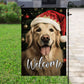 Welcome Golden Retriever Dog Wearing Hat, Golden Retriever Xmas Garden Flag & House Flag, Christmas Flag Gift For Golden Retriever Dog Lovers