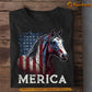 July 4th Horse T-shirt, Merica, Independence Day Gift For Horse Lovers, Horse Riders, Equestrians