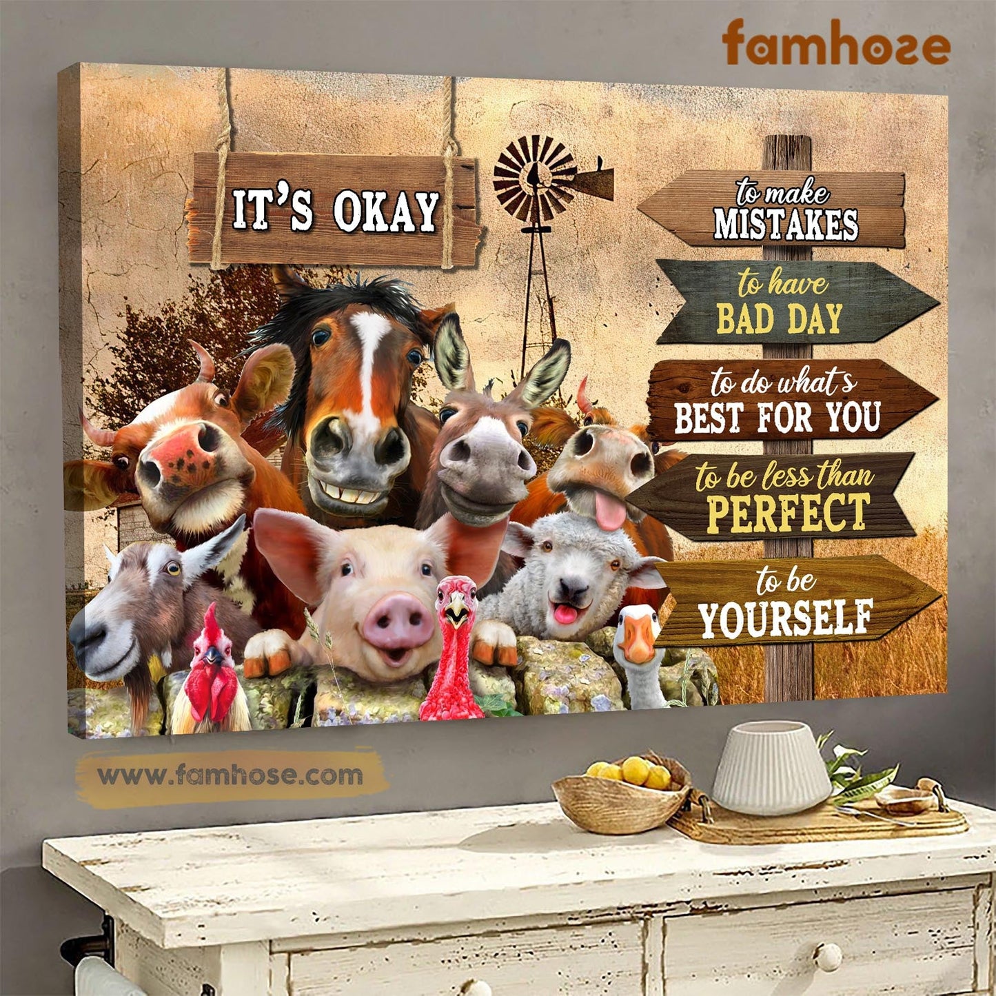 Farm Poster & Canvas, It's Okay Mistakes Bad Day Perfect, Farmer Canvas Wall Art, Poster Gift For Farm Lovers