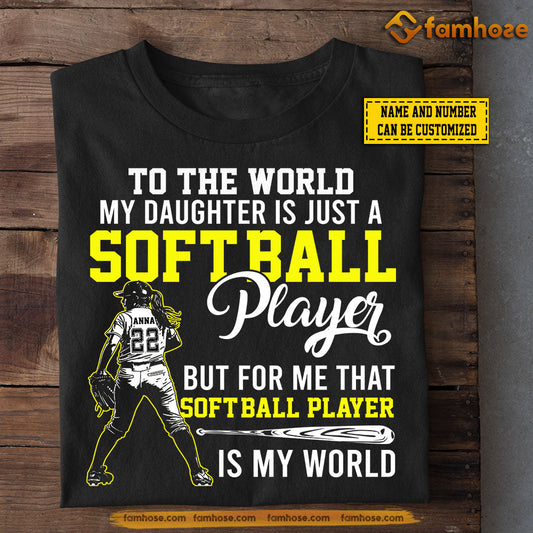 Personalized Mother's Day Softball T-shirt, For Me Softball Player Is My World, Gift For Softball Lovers, Softball Players