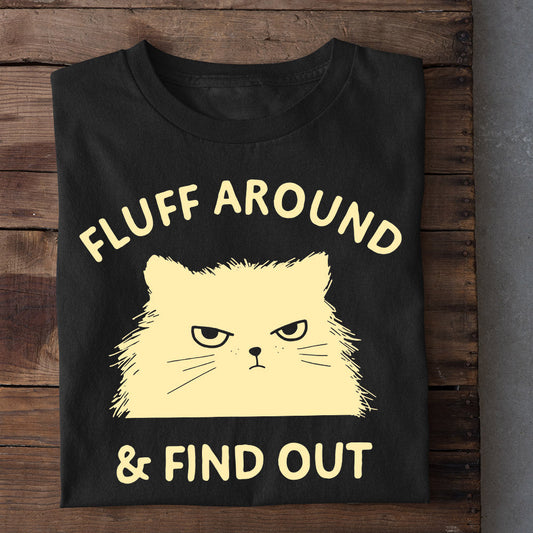 Vintage Cat T-shirt, Fluff Around Find Out, Gift For Cat Lovers, Cat Owners, Cat Tees