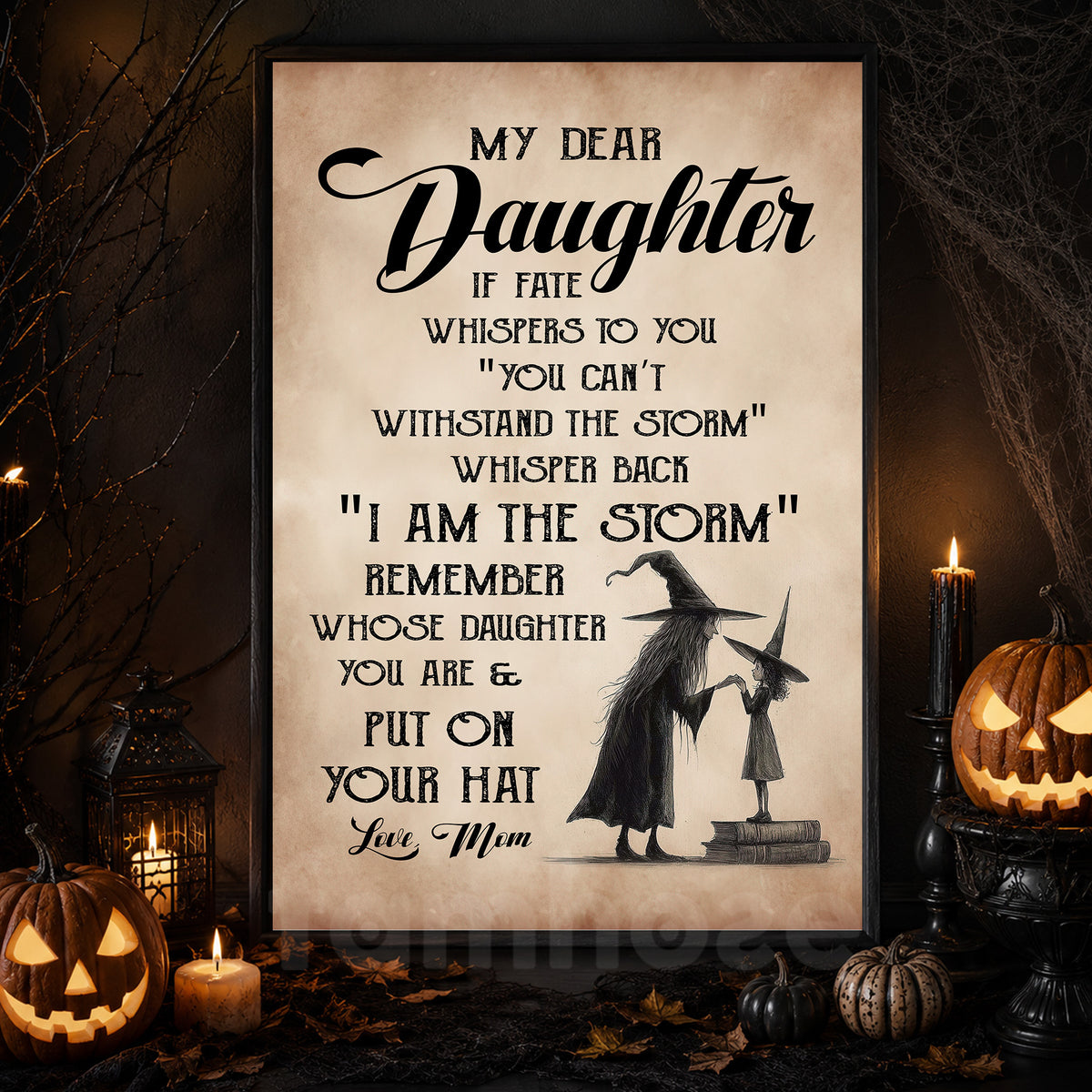 Interesting Halloween Canvas Painting, My Dear Daughter, Spooky Season Wall Art Decor, Halloween Poster Gift For Witch Lovers