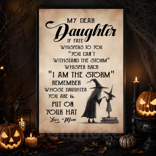 Interesting Halloween Canvas Painting, My Dear Daughter, Spooky Season Wall Art Decor, Halloween Poster Gift For Witch Lovers