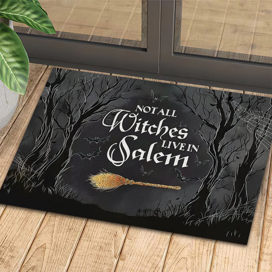 Halloween Dog Doormat, Not All Witches Live In Salem, Doormat For Home Decor Housewarming Gift, Welcome Mat Gift For Witches Lovers