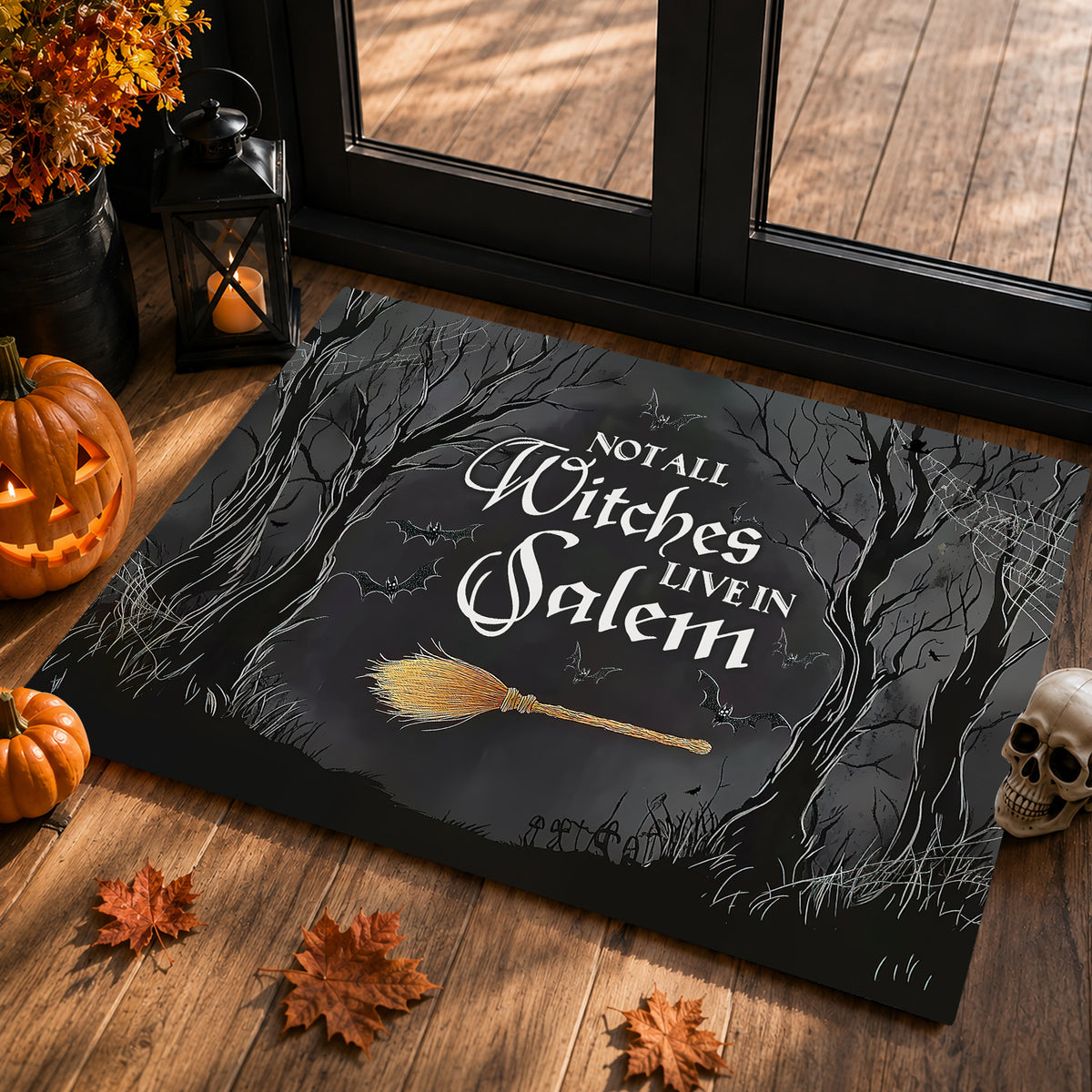 Halloween Witch Doormat, Not All Witches Live In Salem, Doormat For Home Decor Housewarming Gift, Welcome Mat Gift For Witches Lovers
