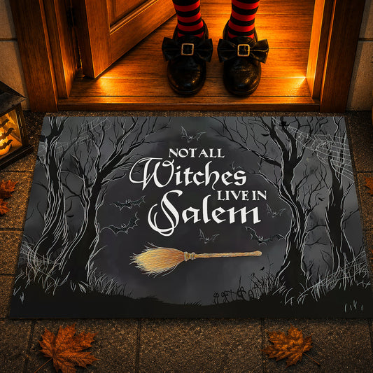 Halloween Witch Doormat, Not All Witches Live In Salem, Doormat For Home Decor Housewarming Gift, Welcome Mat Gift For Witches Lovers