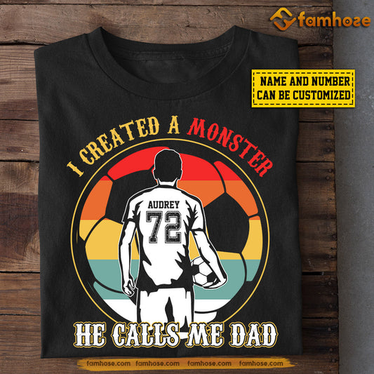 Vintage Soccer Boy T-shirt, A Monster He Calls Me Dad, Father's Day Gift For Soccer Man Lovers, Soccer Players