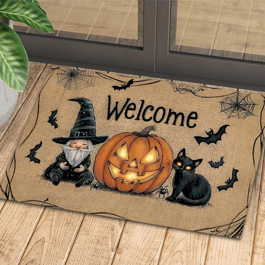 Interesting Halloween Doormat, Gnome, Black Cat, and Pumpkin Doormat For Home Decor Housewarming Gift, Welcome Mat Gift For Halloween Lovers