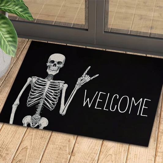 Funny Halloween Doormat, Skeleton Welcome, Doormat For Home Decor Housewarming Gift, Welcome Mat Gift For Halloween Lovers