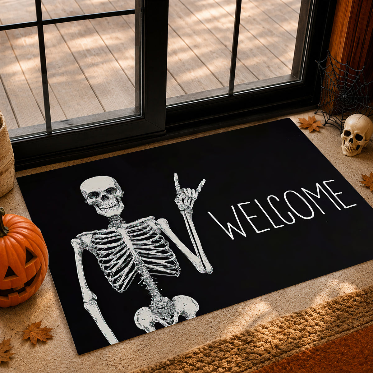 Funny Halloween Doormat, Skeleton Welcome, Doormat For Home Decor Housewarming Gift, Welcome Mat Gift For Halloween Lovers