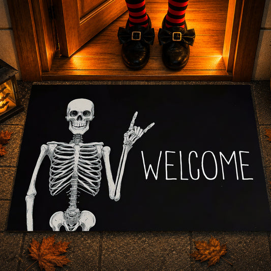 Funny Halloween Doormat, Skeleton Welcome, Doormat For Home Decor Housewarming Gift, Welcome Mat Gift For Halloween Lovers